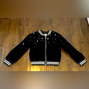 Hannah Banana Girl's Pearl Embellished Faux-Fur Bomber Jacket